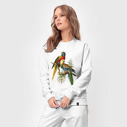 Костюм хлопковый женский Тропические попугаи, цвет: белый — фото 2