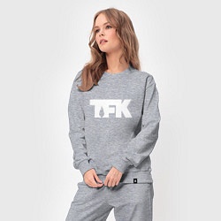 Костюм хлопковый женский TFK: White Logo, цвет: меланж — фото 2