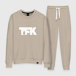 Костюм хлопковый женский TFK: White Logo, цвет: миндальный