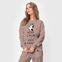 Костюм хлопковый женский Keep Calm & Hug A Panda, цвет: пыльно-розовый — фото 2