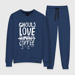 Костюм хлопковый женский Ghouls Love Coffee, цвет: тёмно-синий