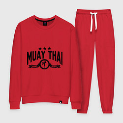 Костюм хлопковый женский Muay thai boxing, цвет: красный