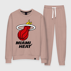 Костюм хлопковый женский Miami Heat-logo, цвет: пыльно-розовый