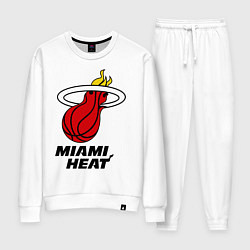 Костюм хлопковый женский Miami Heat-logo, цвет: белый