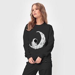 Костюм хлопковый женский Космонавт на Луне, цвет: черный — фото 2