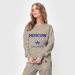 Костюм хлопковый женский MGU Moscow University, цвет: миндальный — фото 2