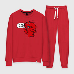 Костюм хлопковый женский Рак: я на мид, цвет: красный