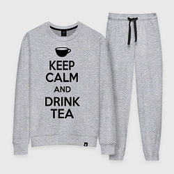 Костюм хлопковый женский Keep Calm & Drink Tea, цвет: меланж