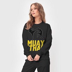 Костюм хлопковый женский Muay Thai, цвет: черный — фото 2