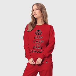 Костюм хлопковый женский Keep Calm & Pray Cthulhu, цвет: красный — фото 2