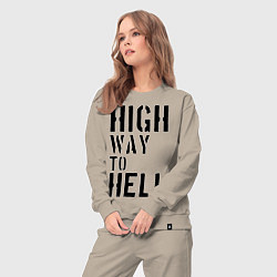 Костюм хлопковый женский High way to hell, цвет: миндальный — фото 2