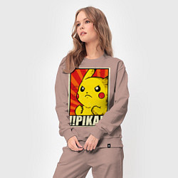 Костюм хлопковый женский Pikachu: Pika Pika, цвет: пыльно-розовый — фото 2