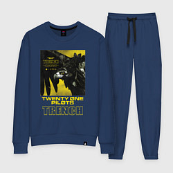 Костюм хлопковый женский TOP: TRENCH, цвет: тёмно-синий