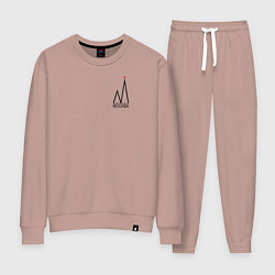 Костюм хлопковый женский Москва-чёрный логотип, цвет: пыльно-розовый