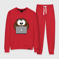 Костюм хлопковый женский Сова с ноутбуком, цвет: красный