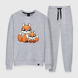 Костюм хлопковый женский Милые лисята, цвет: меланж