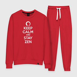 Костюм хлопковый женский Keep calm & stay Zen, цвет: красный