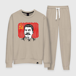 Костюм хлопковый женский Сталин и флаг СССР, цвет: миндальный