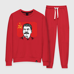 Костюм хлопковый женский Сталин и флаг СССР, цвет: красный