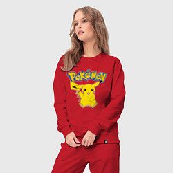 Костюм хлопковый женский Pikachu, цвет: красный — фото 2