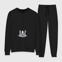 Костюм хлопковый женский Любопытный Тоторо и Сажа, цвет: черный