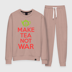 Костюм хлопковый женский Make tea not war, цвет: пыльно-розовый