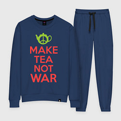 Костюм хлопковый женский Make tea not war, цвет: тёмно-синий