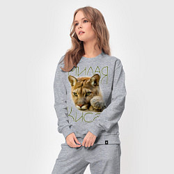 Костюм хлопковый женский Милая киса, цвет: меланж — фото 2