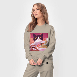 Костюм хлопковый женский Кот и лапша, цвет: миндальный — фото 2