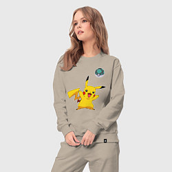 Костюм хлопковый женский Pokemon pikachu 1, цвет: миндальный — фото 2