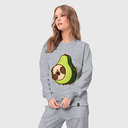 Костюм хлопковый женский Мопс-авокадо, цвет: меланж — фото 2
