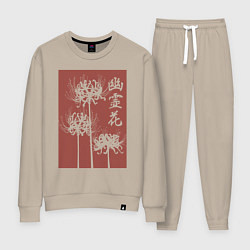 Костюм хлопковый женский Призрачный цветок, цвет: миндальный