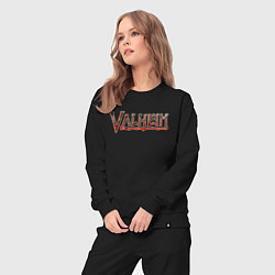 Костюм хлопковый женский Valheim огненный лого, цвет: черный — фото 2