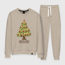 Костюм хлопковый женский Avocado Christmas Tree, цвет: миндальный