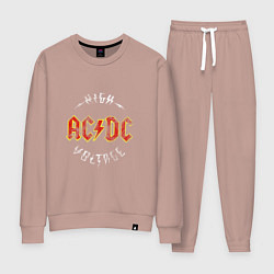 Костюм хлопковый женский AC DC HIGH VOLTAGE, цвет: пыльно-розовый