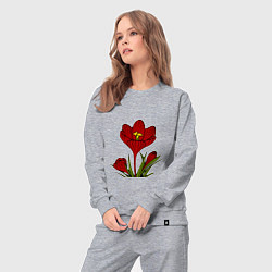 Костюм хлопковый женский Красные тюльпаны, цвет: меланж — фото 2