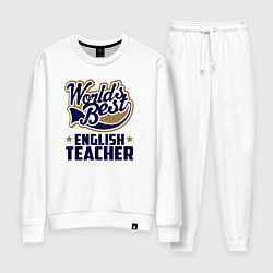 Костюм хлопковый женский Worlds best English Teacher, цвет: белый