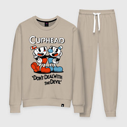 Костюм хлопковый женский Cuphead, Dont deal with devil, цвет: миндальный