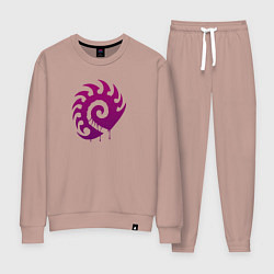 Костюм хлопковый женский Zerg logo Purple, цвет: пыльно-розовый