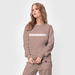 Костюм хлопковый женский Too late to die young, цвет: пыльно-розовый — фото 2
