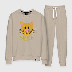 Костюм хлопковый женский Smile Cat, цвет: миндальный