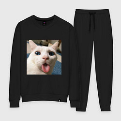 Костюм хлопковый женский Мем про кота, цвет: черный