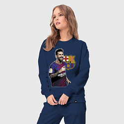 Костюм хлопковый женский Lionel Messi Barcelona Argentina, цвет: тёмно-синий — фото 2