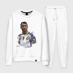 Костюм хлопковый женский Cristiano Ronaldo Manchester United Portugal, цвет: белый