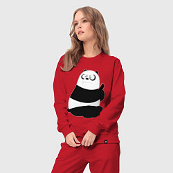 Костюм хлопковый женский Возмущенная панда, цвет: красный — фото 2