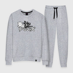 Костюм хлопковый женский Токийские мстители, лого, цвет: меланж