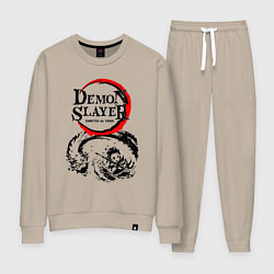 Костюм хлопковый женский Зенитцу Kimetsu No Yaiba Z, цвет: миндальный