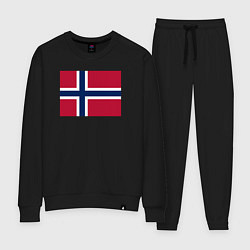 Костюм хлопковый женский Норвегия Флаг Норвегии, цвет: черный