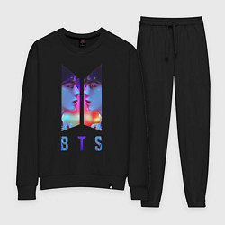 Костюм хлопковый женский Logo BTS, цвет: черный