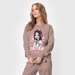 Костюм хлопковый женский Japan lover anime girl, цвет: пыльно-розовый — фото 2